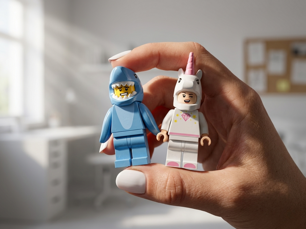 Köpek Balığı & Unicorn Çift Minifigür Anahtarlık