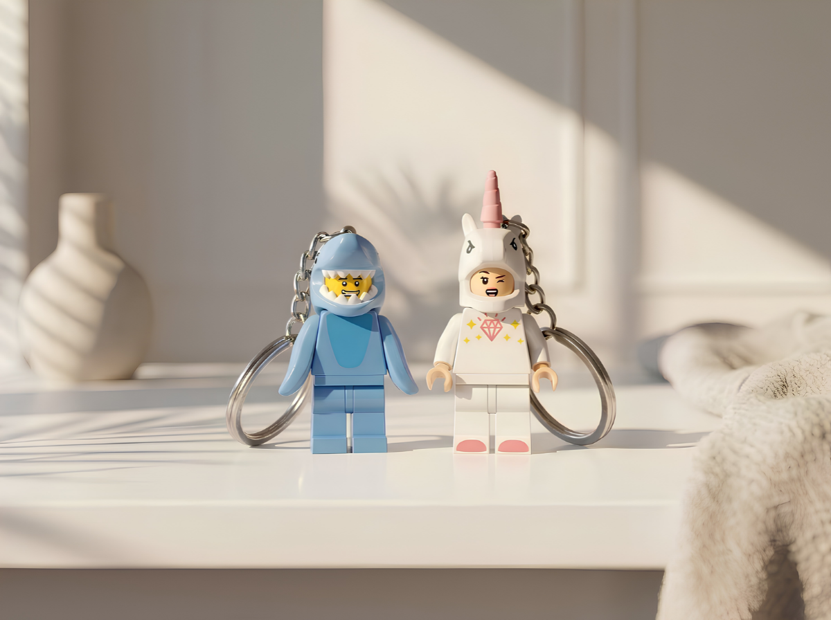 Köpek Balığı & Unicorn Çift Minifigür Anahtarlık